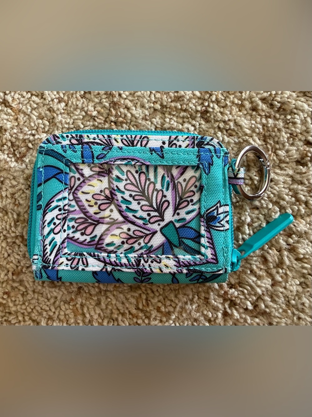 Vera Bradley RFID Zip ID Case in Peacock Garden